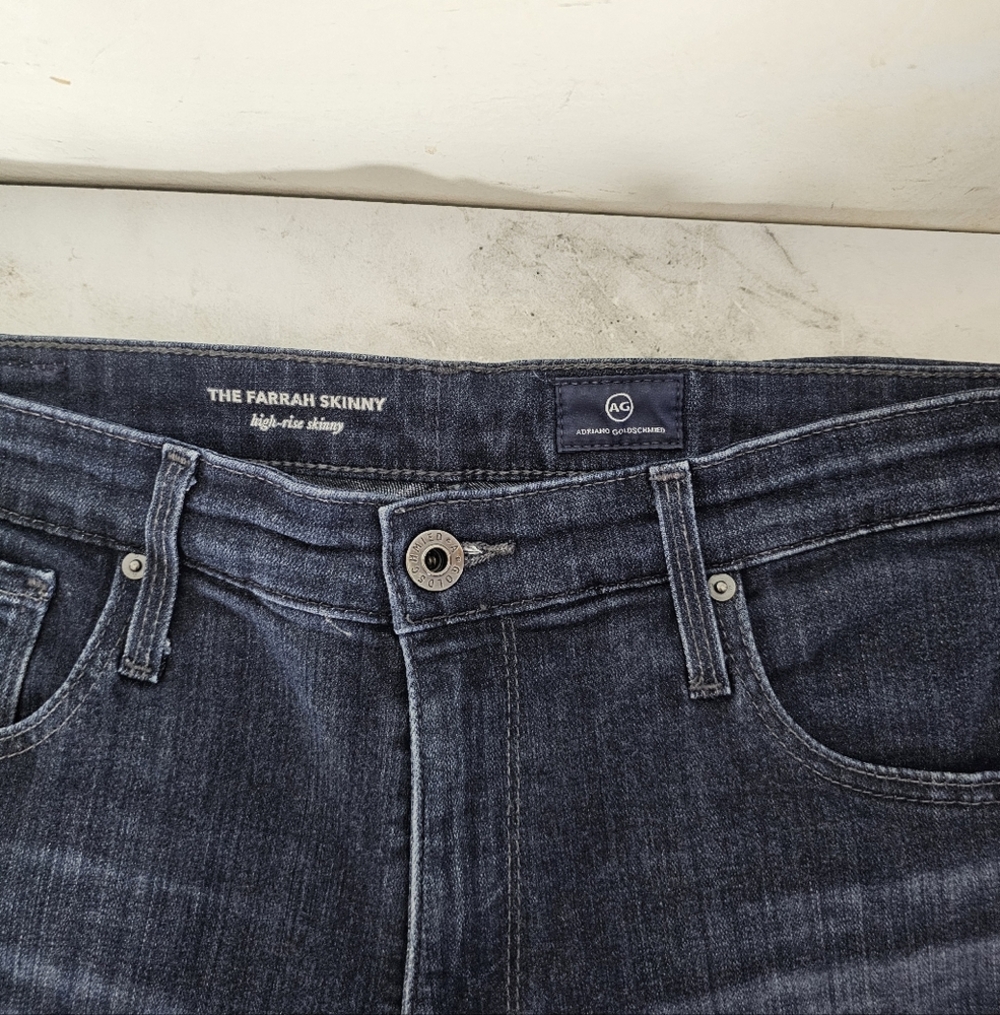 Ag Adriano Goldschmied The Farrah Skinny High Rise Dark Blue Jeans 30 Preowned - Picture 8 of 9